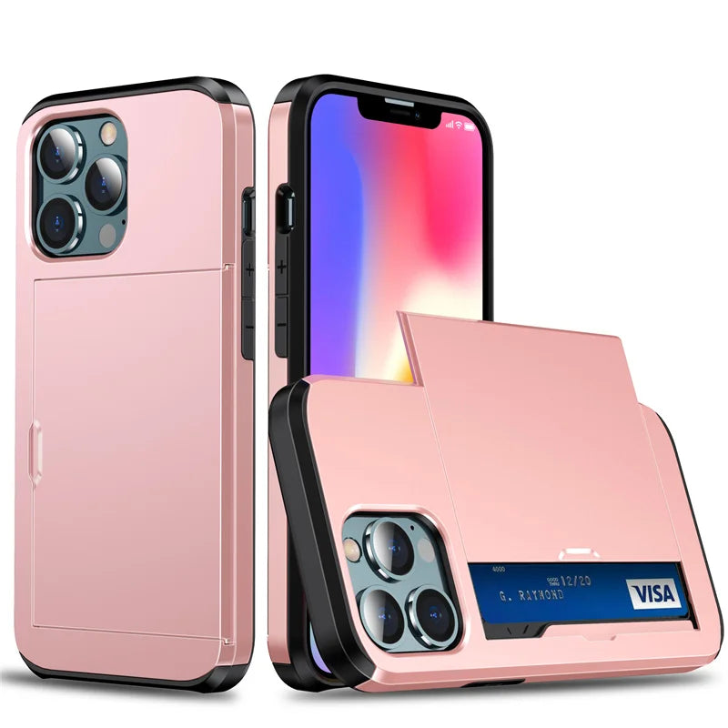 Slide Card Slot Shockproof iPhone Case