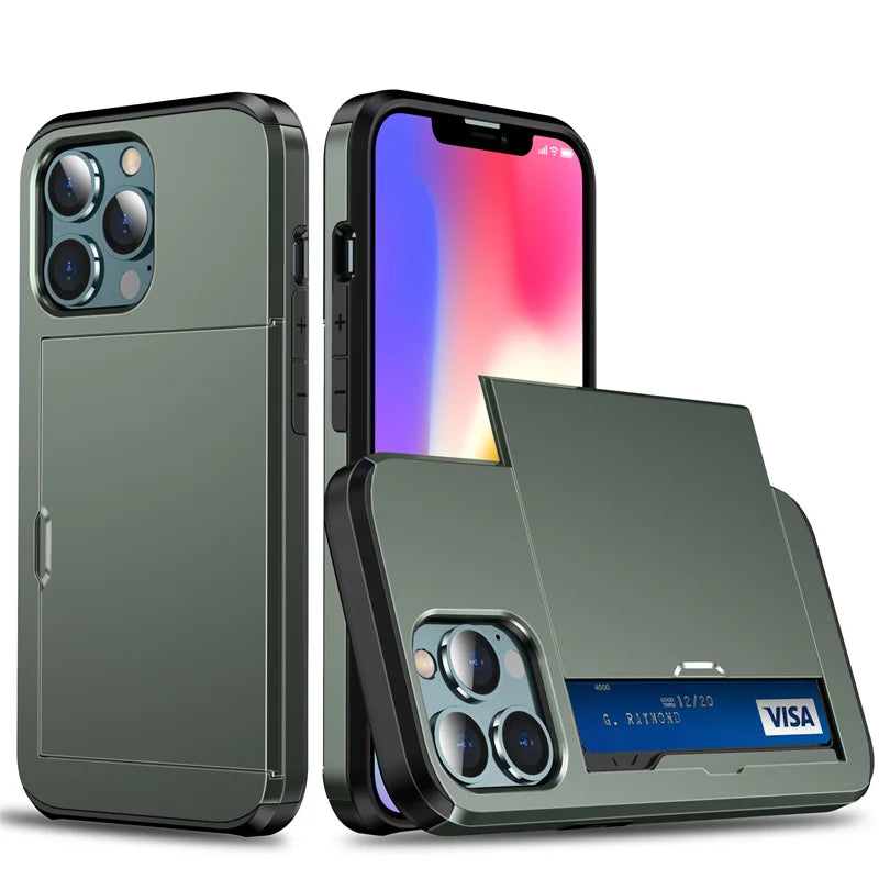 Slide Card Slot Shockproof iPhone Case