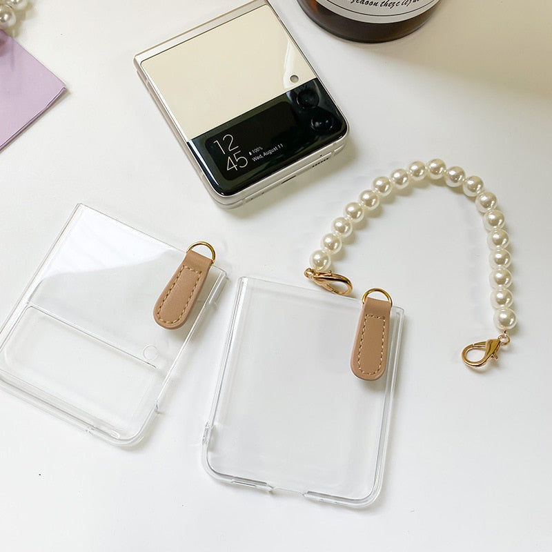 Luxury Pearl Chain Z Flip Case