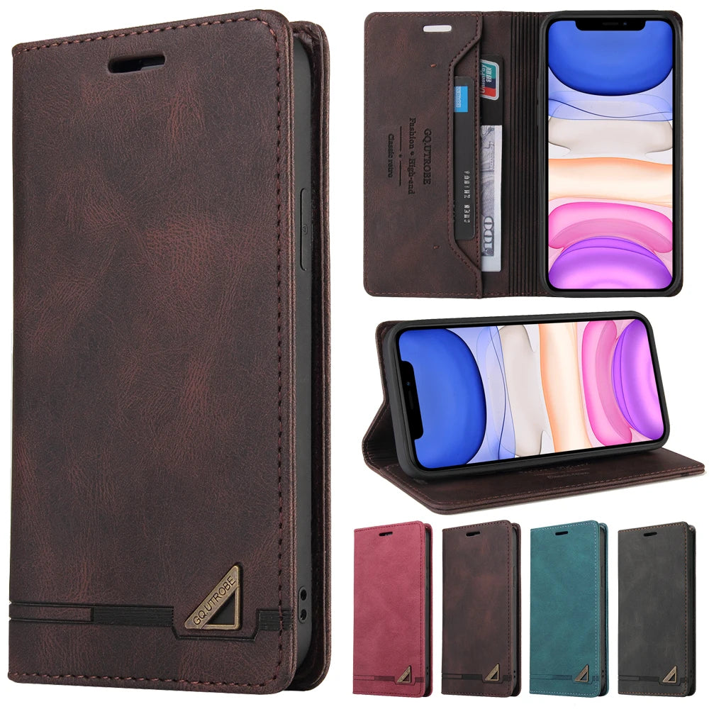Leather RFID Blocking Flip Case For iPhone