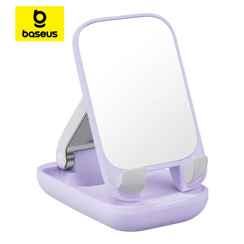 Foldable Phone Holder Stand With Built-In Mirror
