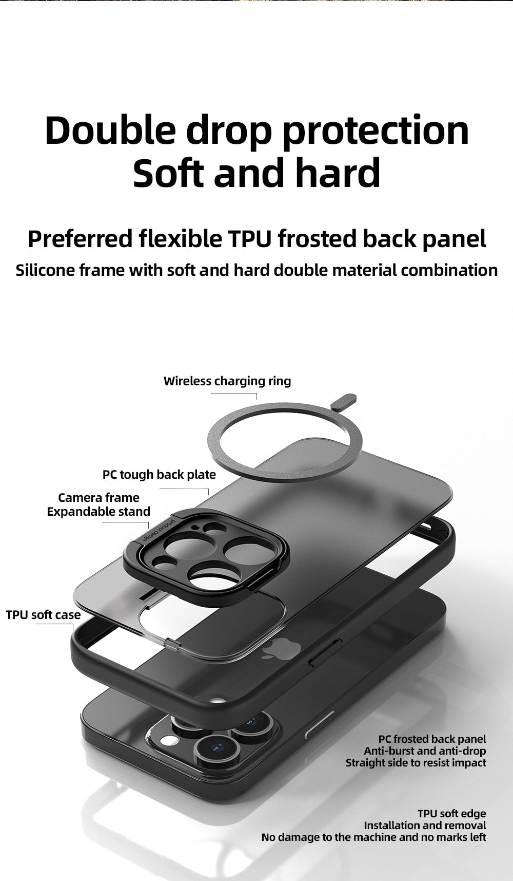 Translucent Stand Bracket Magsafe iPhone Case