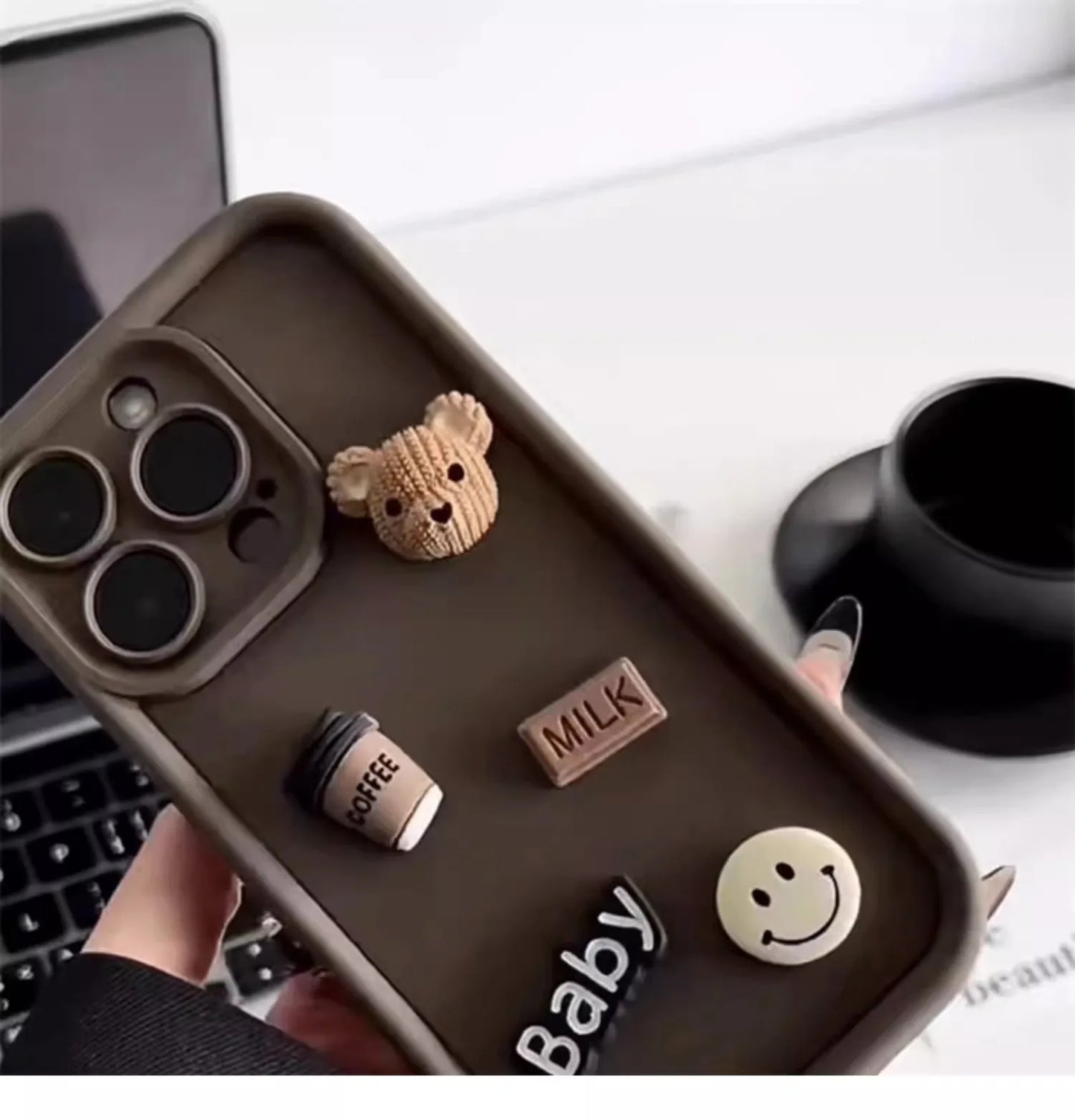 Cute Coffee Bear Silicone iPhone Case