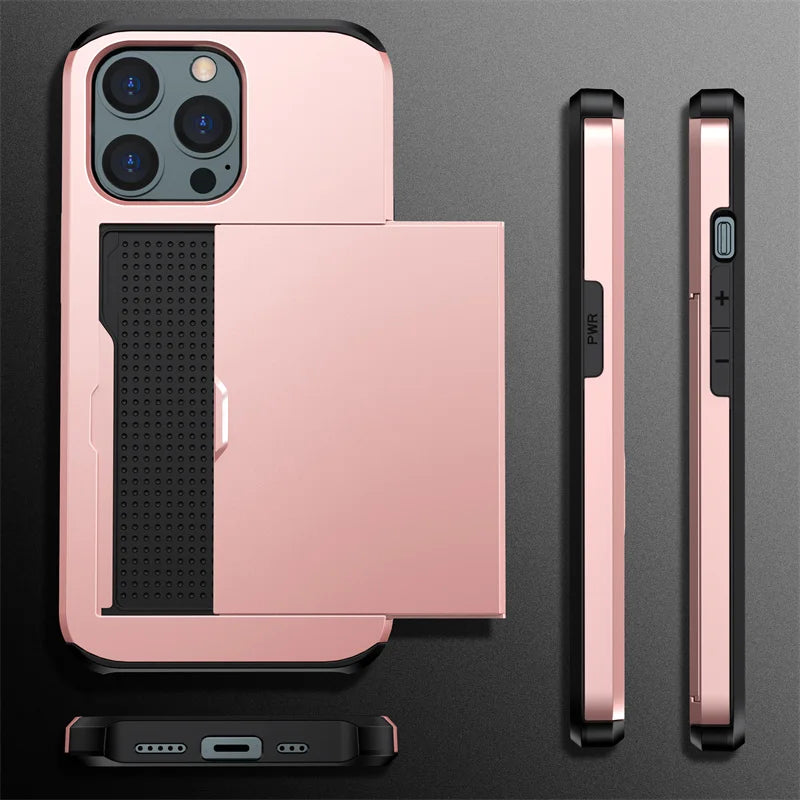 Slide Card Slot Shockproof iPhone Case
