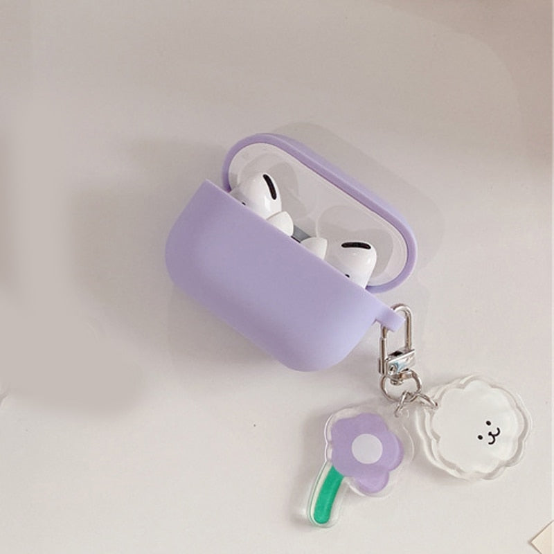 Many Varieties-Solid Colour+Keychain AirPods Case