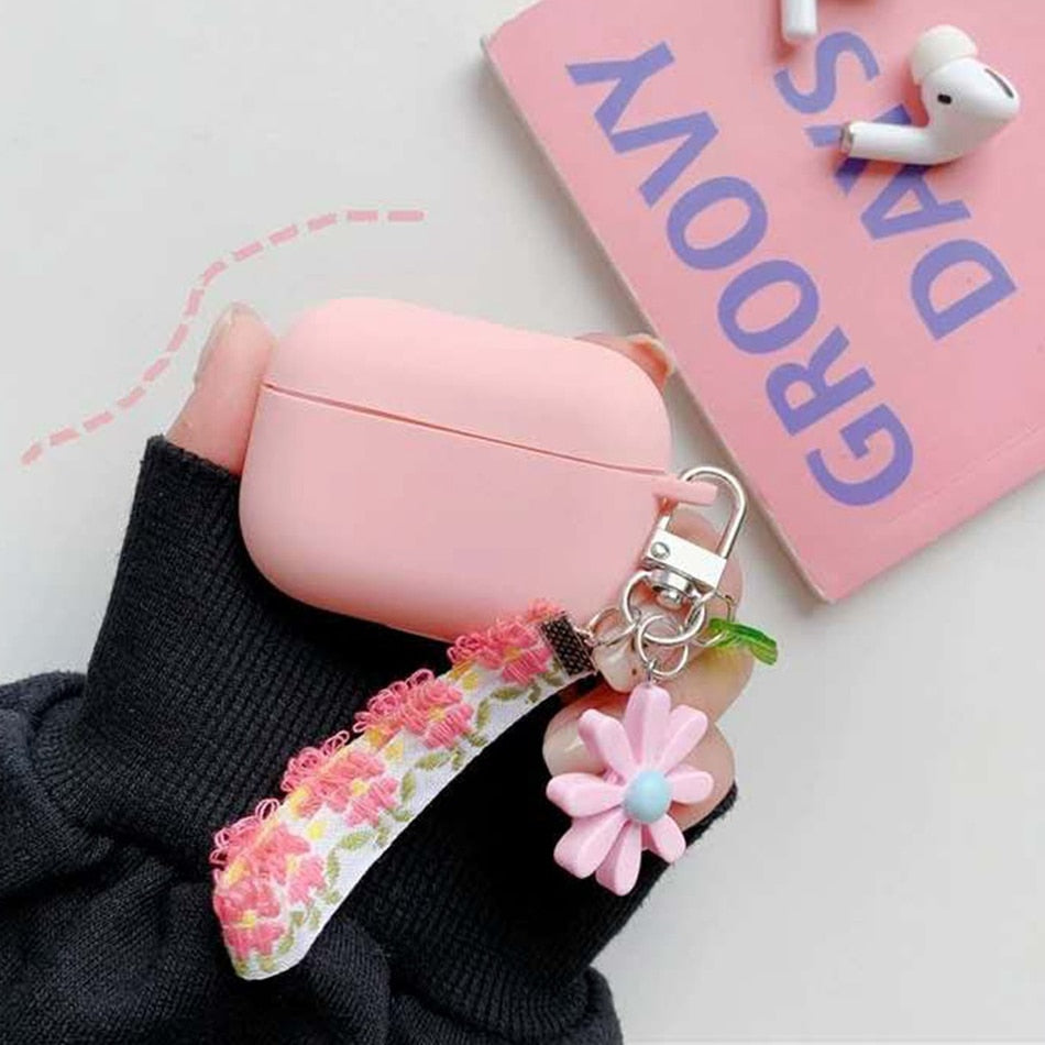 Many Varieties-Solid Colour+Keychain AirPods Case