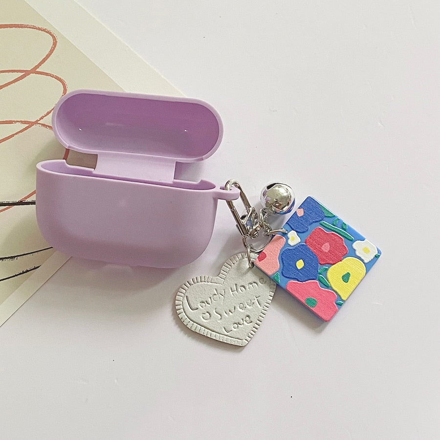 Many Varieties-Solid Colour+Keychain AirPods Case