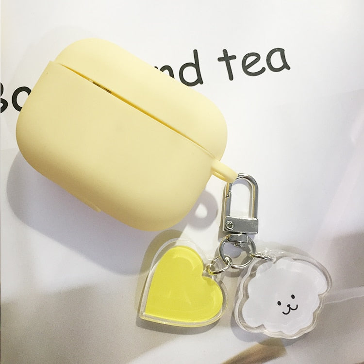 Many Varieties-Solid Colour+Keychain AirPods Case