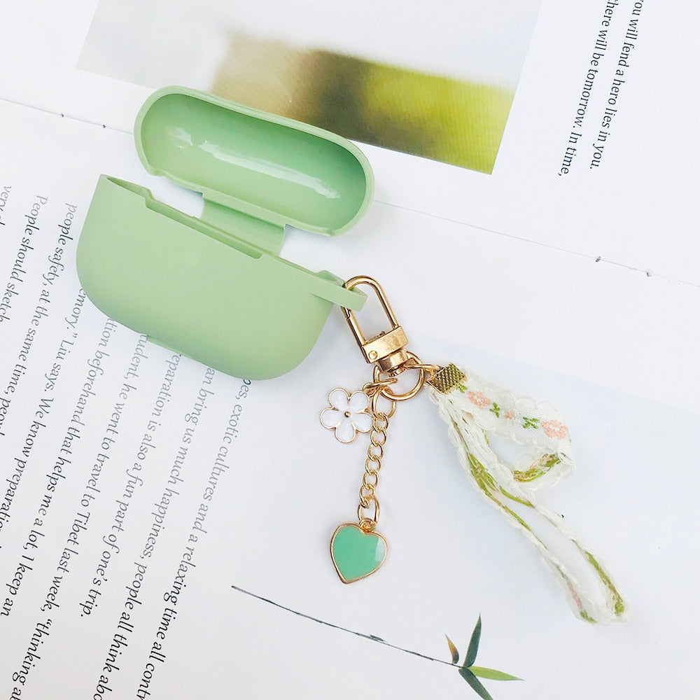 Many Varieties-Solid Colour+Keychain AirPods Case