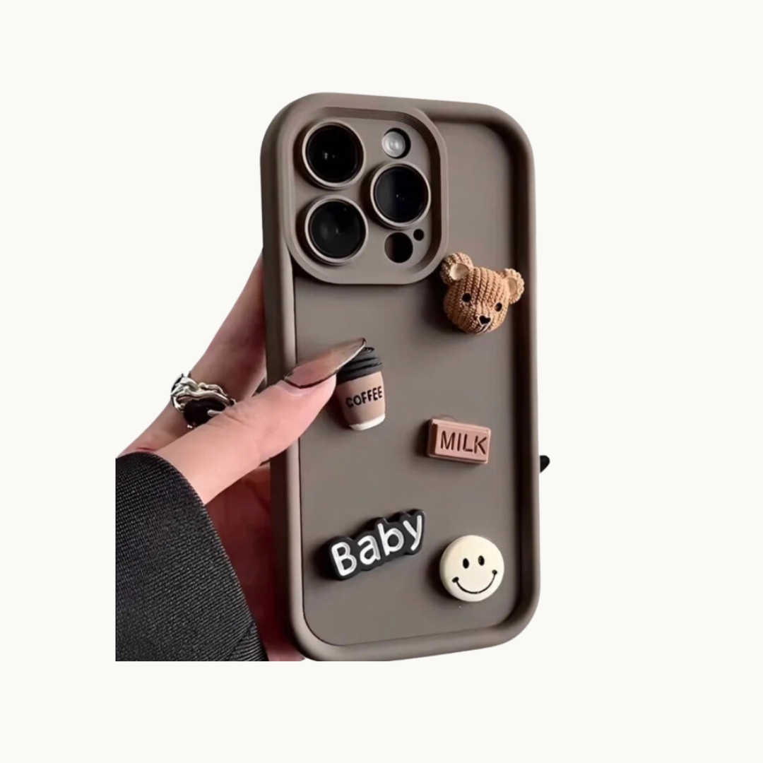 Cute Coffee Bear Silicone iPhone Case