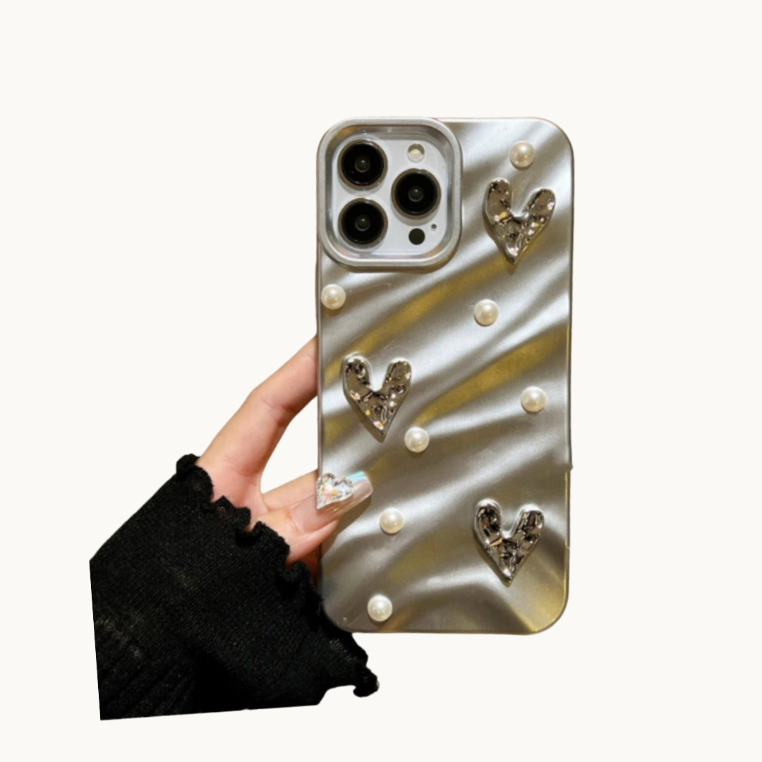Silk Heart Pattern Wavy Case