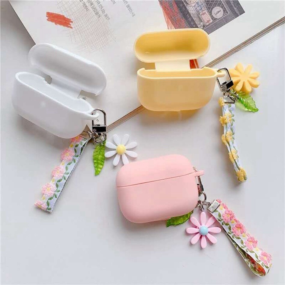 Many Varieties-Solid Colour+Keychain AirPods Case