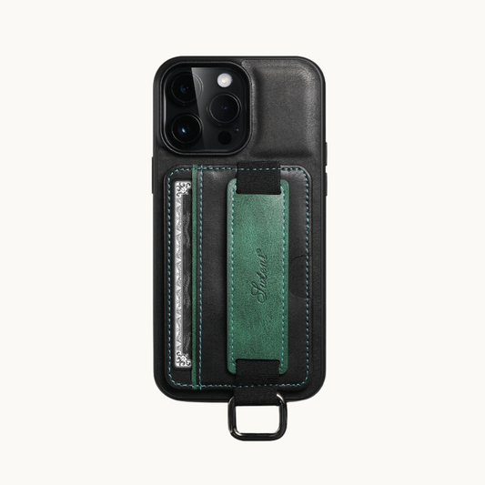 Wrist strap Leather Wallet iPhone Skin