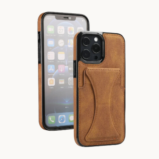 Leather Stand Card Holder iPhone Case