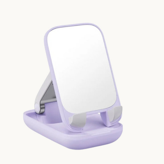 Foldable Phone Holder Stand With Built-In Mirror
